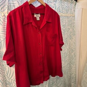 Red Linen Blend Crop Top